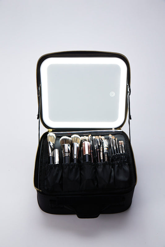 Flawless makeup on the go with a built-in LED mirror, adjustable lighting, and smart storage compartments.