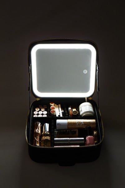 Flawless makeup on the go with a built-in LED mirror, adjustable lighting, and smart storage compartments.